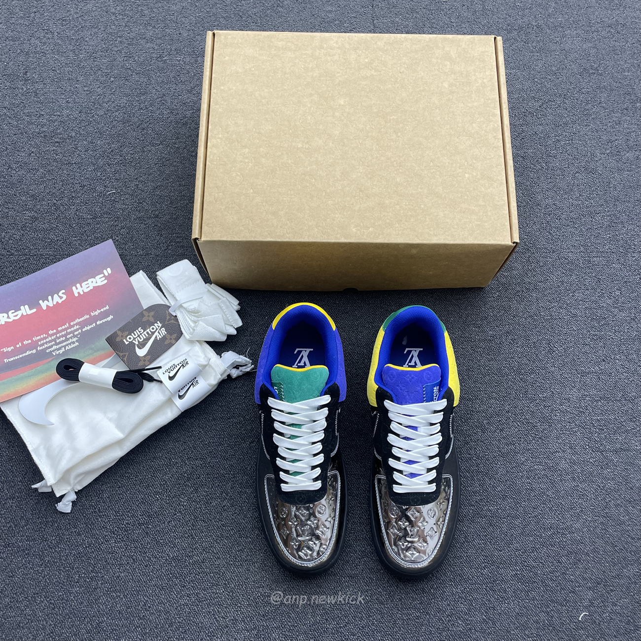 Louis Vuitton Nike Air Force 1 Low By Virgil Abloh Black Metallic Silver (4) - newkick.vip